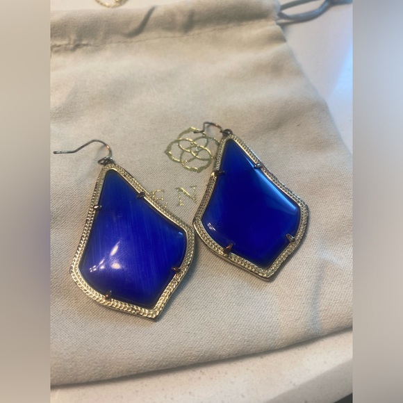 Alexandra Statement Earrings in Gold & Cobalt Blue - Picture 2 of 3